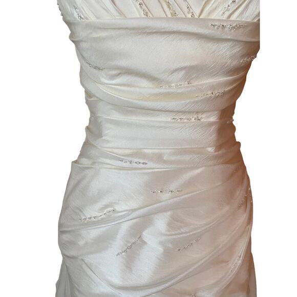 CASABLANCA BRIDAL Ivory Taffeta Wedding Bridal Gown Sequins Train Size 8 - Picture 7 of 8